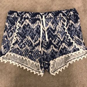 blue and white flowy shorts